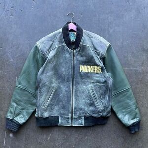 Vintage Green Bay Packers Leather Jacket Carl Banks G3 Size XL
